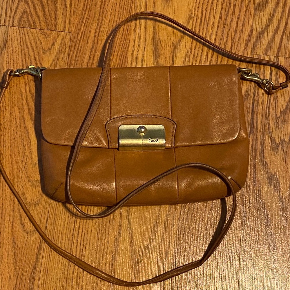 Coach Leather Small Crossbody in Tan